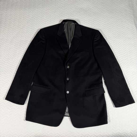 Ken's Sabbia 100% Cashmere Blazer Mens 48L Black 3-Button Suit Jacket EUC